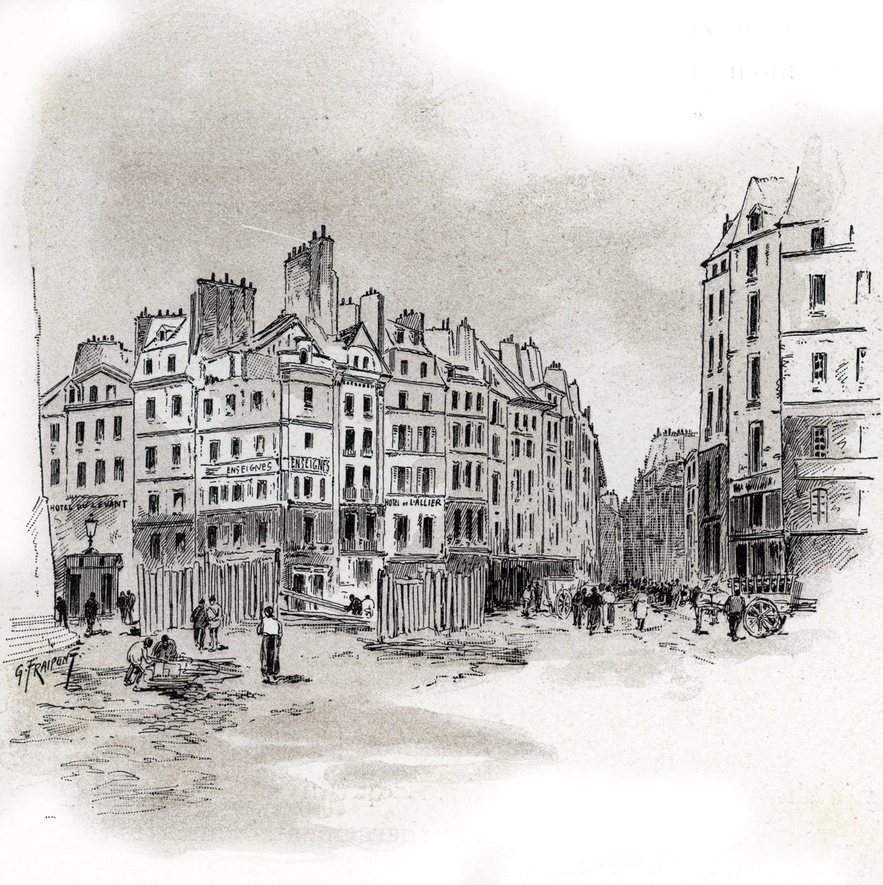 Veduta di Place Maubert, Parigi da Gustave Fraipont