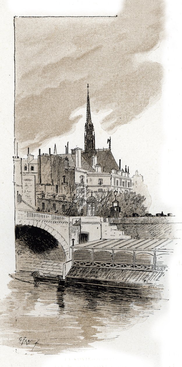 Veduta della Sainte Chapelle dal ponte St Michel, Parigi da Gustave Fraipont