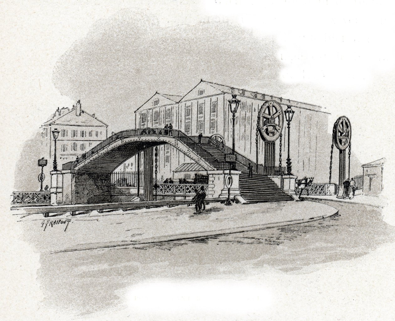 Vista del ponte levatoio di rue de Crimee, Bassin de l