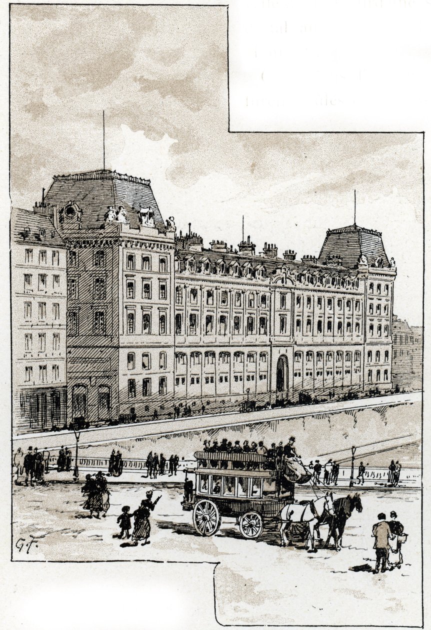 Veduta del dipartimento di polizia sul quai des Orfèvres, Parigi da Gustave Fraipont