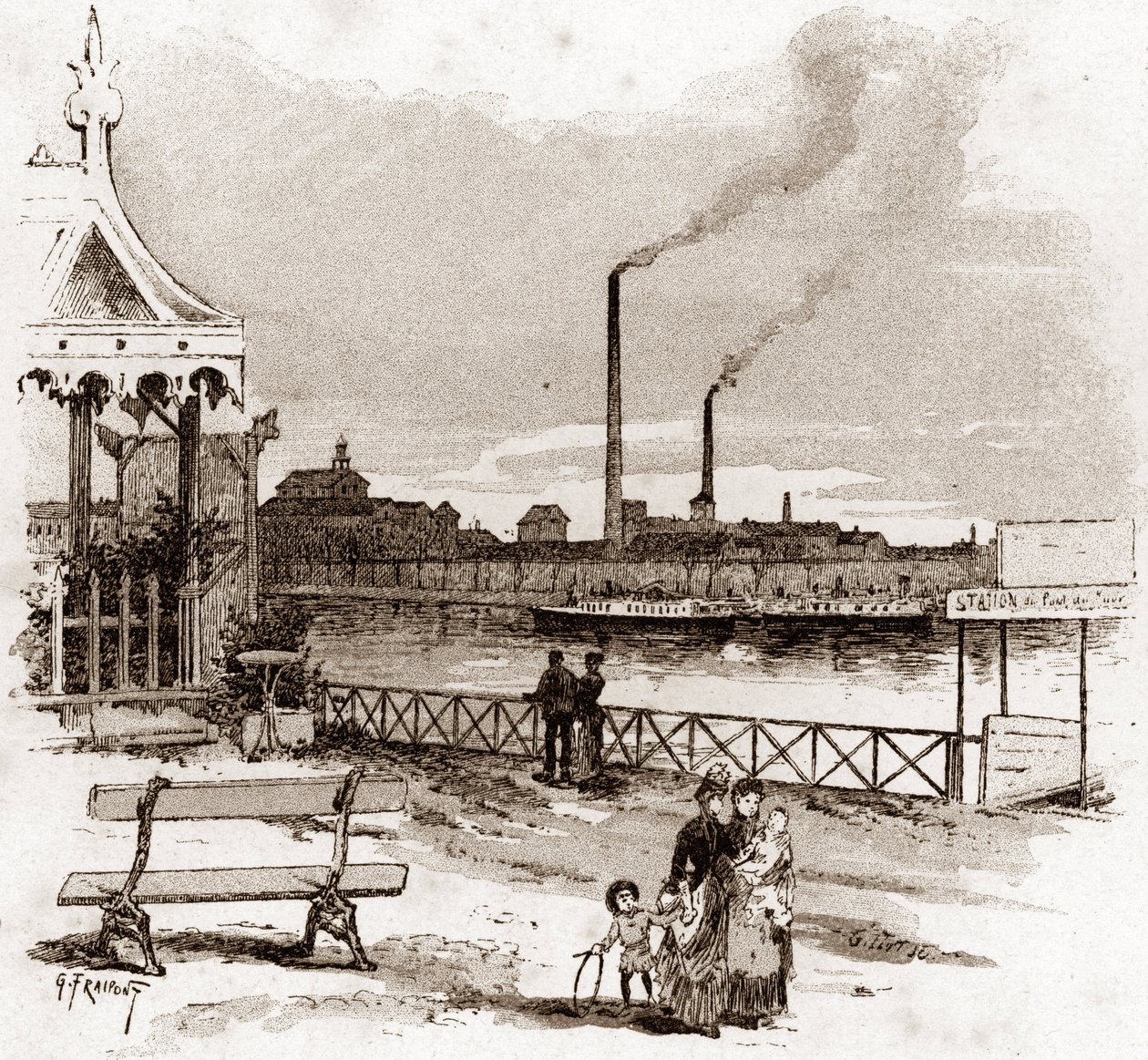 Veduta del quai de Javel a Parigi, attuale quai André-Citroen da Gustave Fraipont