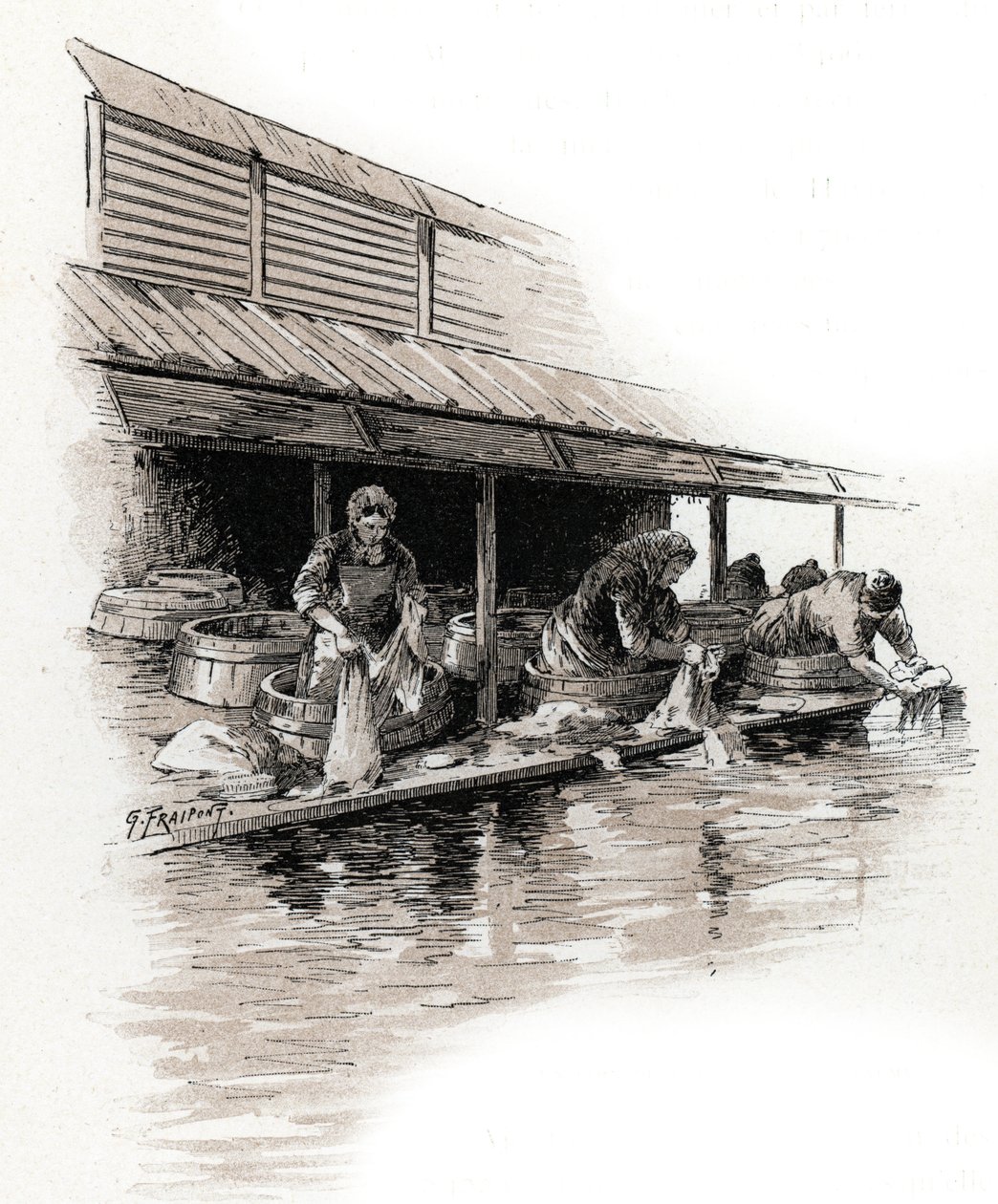 Lavandaie sul quai de Valmy, rive del canale Saint-Martin, Parigi da Gustave Fraipont