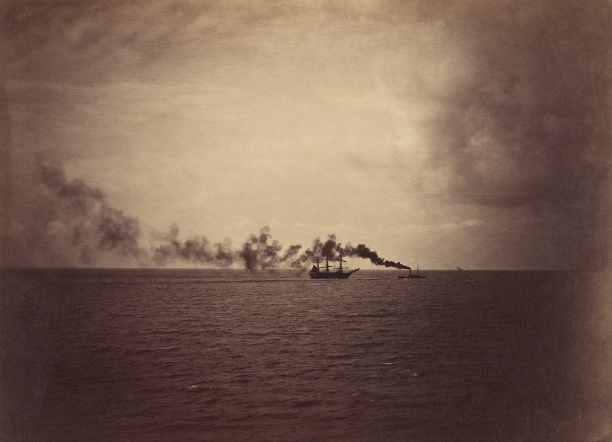 Paesaggio marino con nave a vela e rimorchiatore da Gustave Le Gray