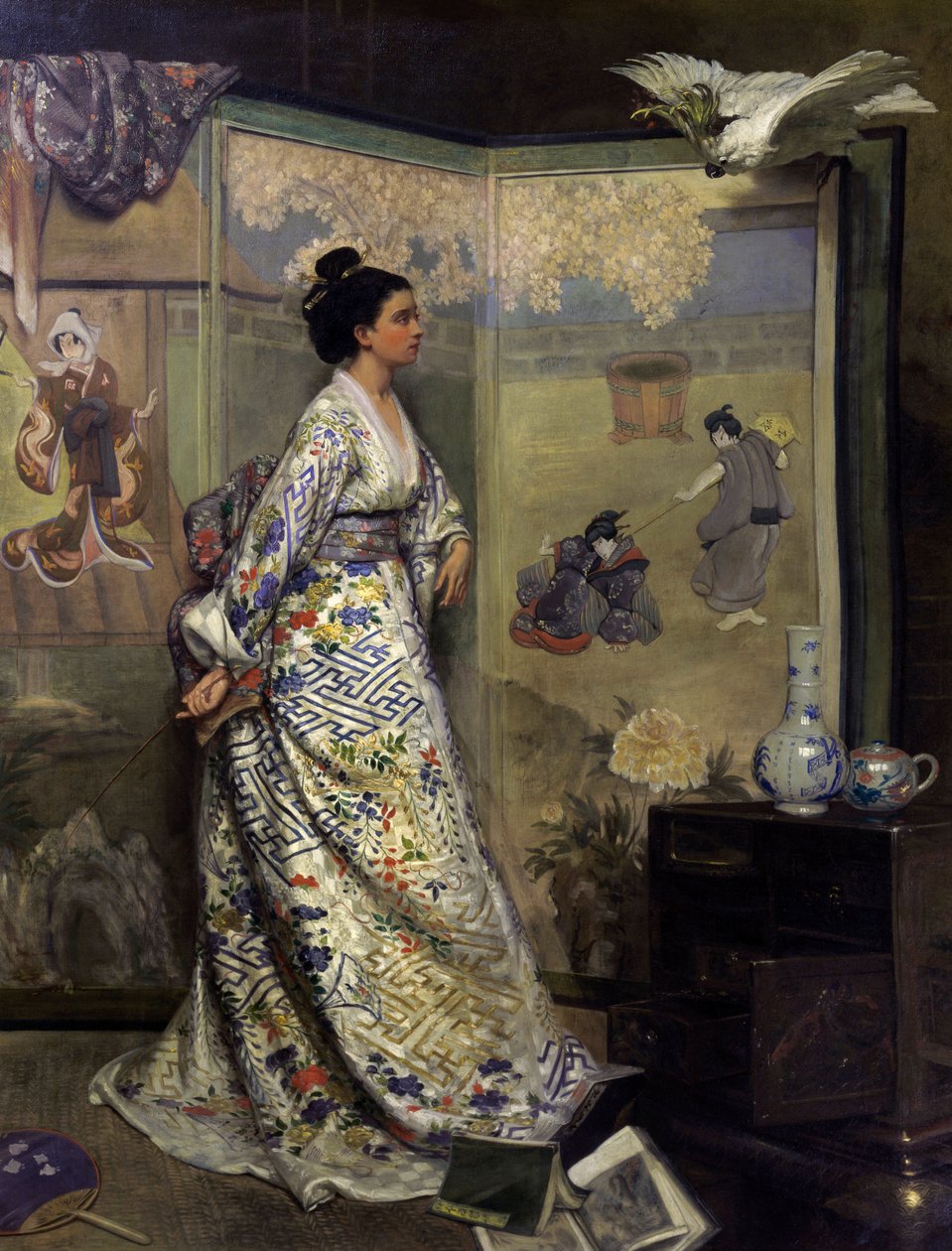 Ventaglio giapponese (olio su tela da Gustave Leonard de Jonghe