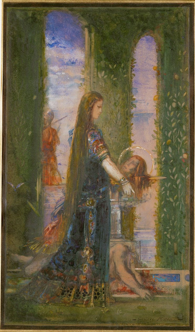 Salomè nel giardino o Salomè che porta la testa di San Giovanni Battista (acquerello e gouache su carta) da Gustave Moreau