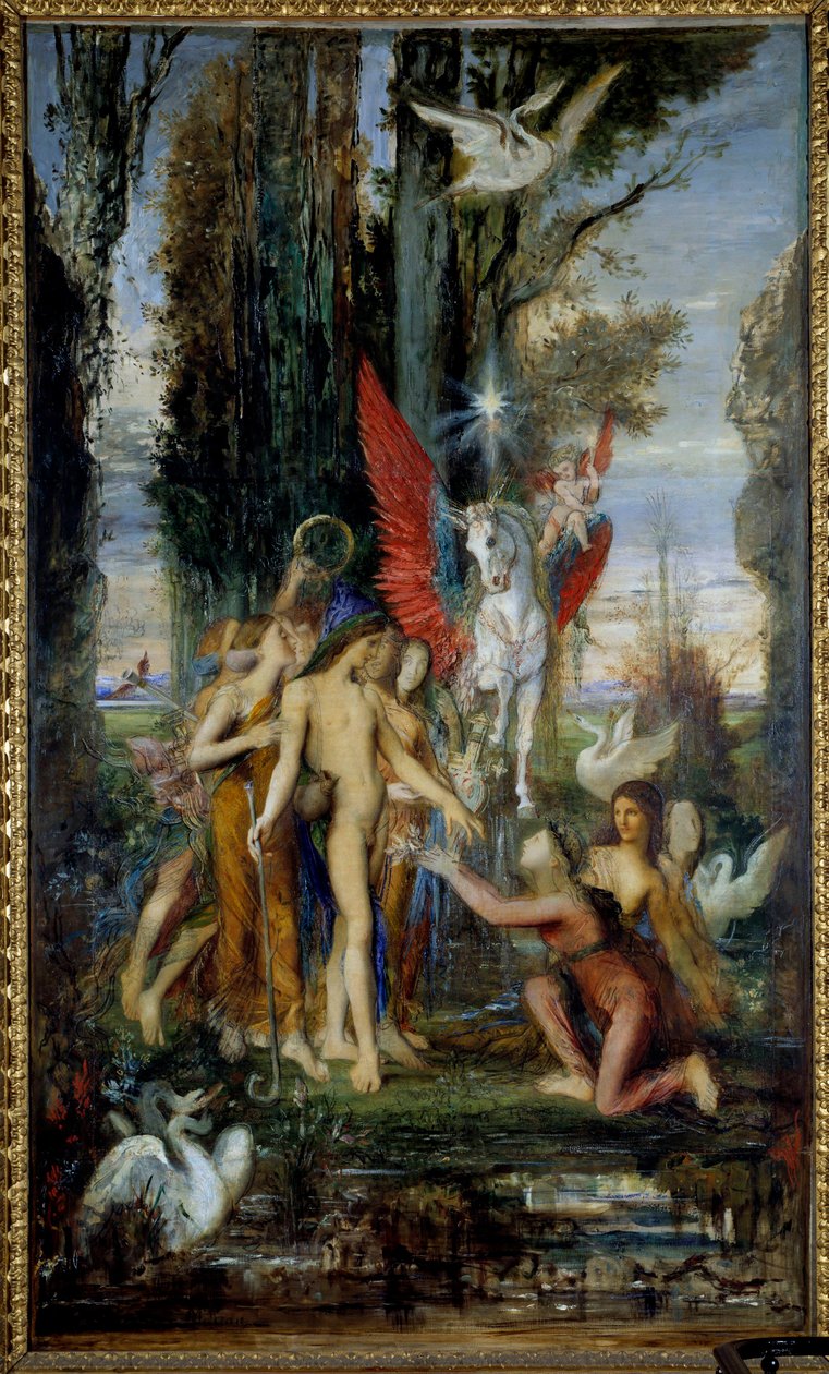 Il poeta greco Esiodo (VIII secolo a.C.) e le Muse da Gustave Moreau