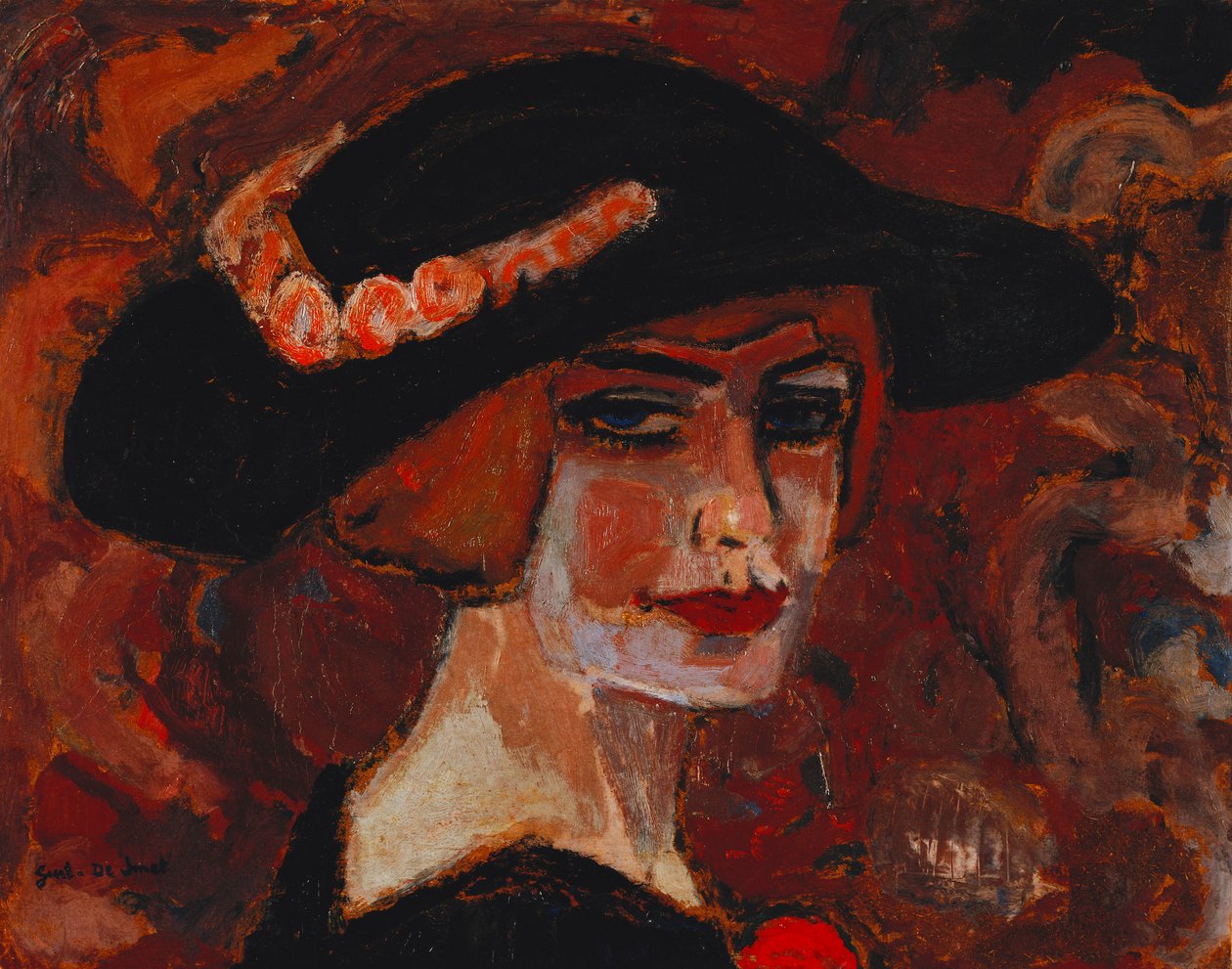 Giovane donna con cappello da Gustave de Smet