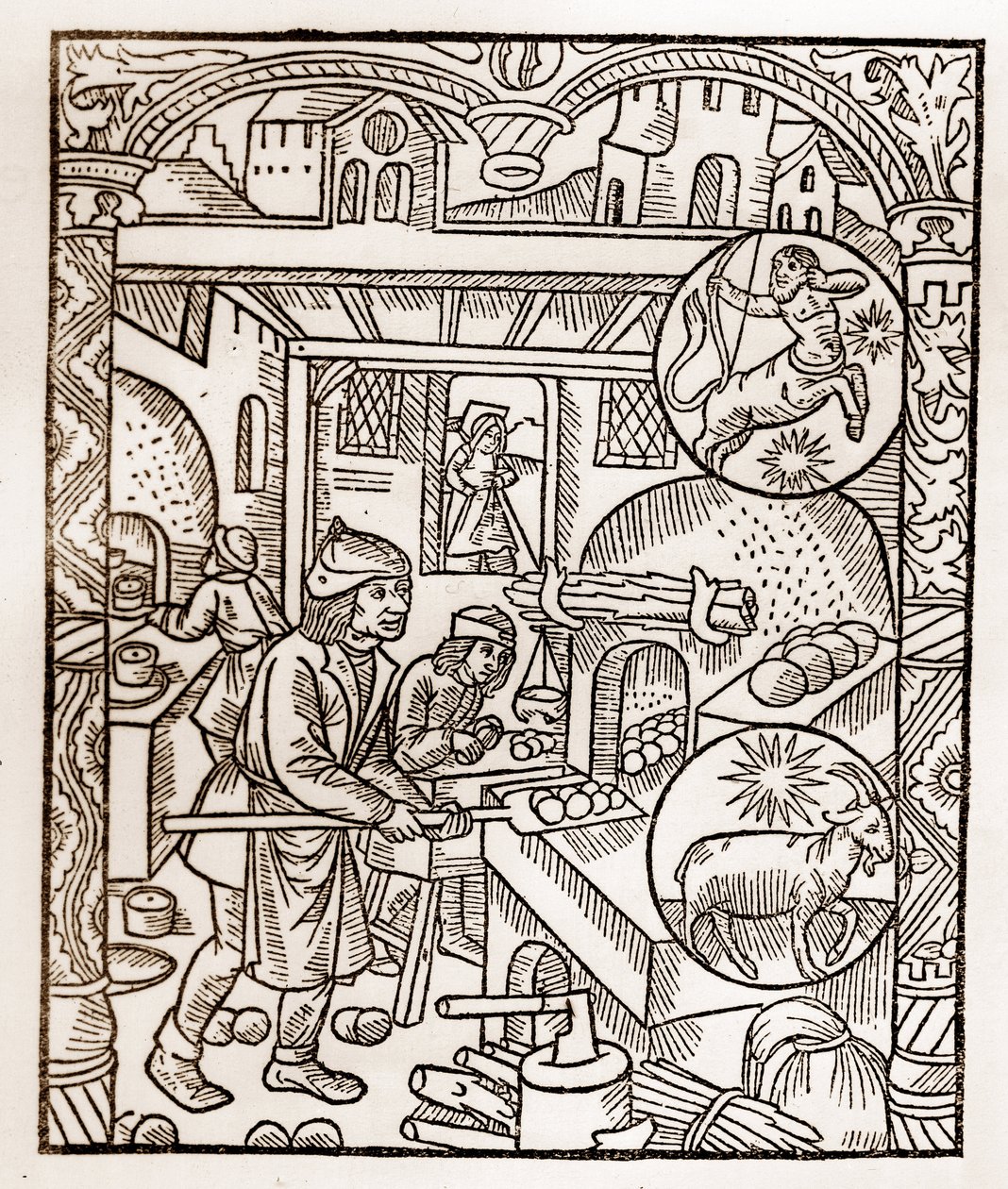 Calendario del pastore - I lavori dei mesi - Novembre - Xilografia dal libro del 1496 stampato da Guy Marchant (Guido Mercator) a Troyes - Incisione su legno in 
