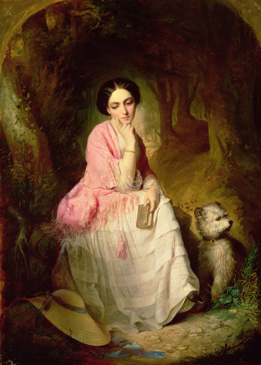 Donna seduta in una radura della foresta da Gyorgyi Giergl Alajos