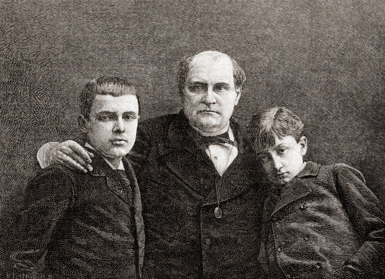 Principe Napoleone Bonaparte con i suoi due figli Victor e Louis, da The Century Illustrated Monthly Magazine, pubblicato nel 1884 da H. Velten