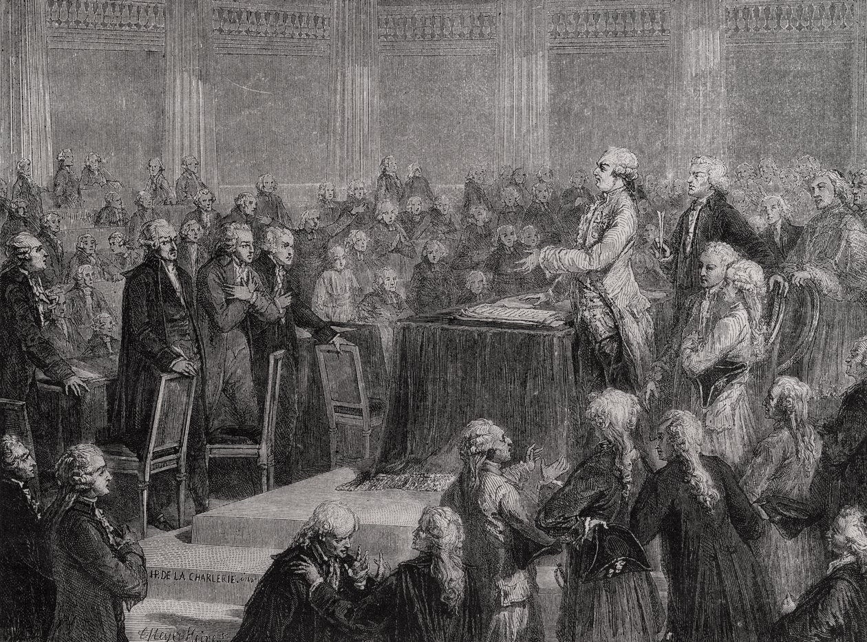 Re Luigi XVI (1754-93) accetta e giura sulla Costituzione, 14 settembre 1791 da H. de la Charlerie