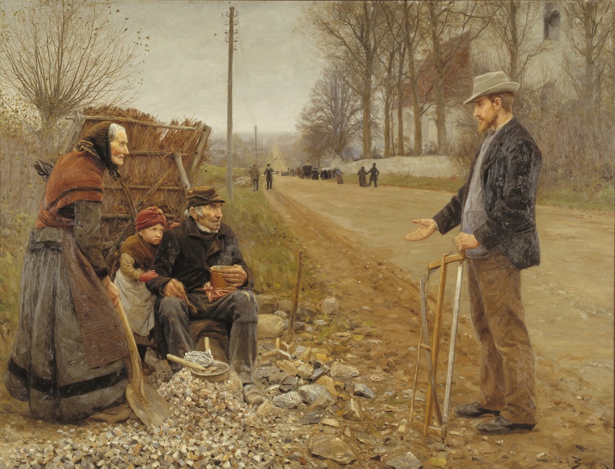 Persone lungo una strada da H.A. Brendekilde