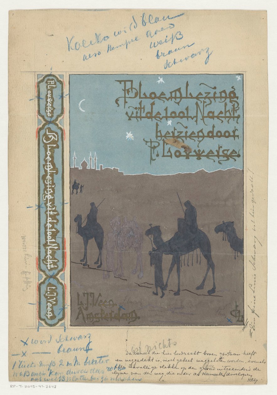 Progetto di Copertina per: Pieter Louwerse, Antologia dalle Mille e una Notte, 1910 da H.C. Louwerse (signed by artist)