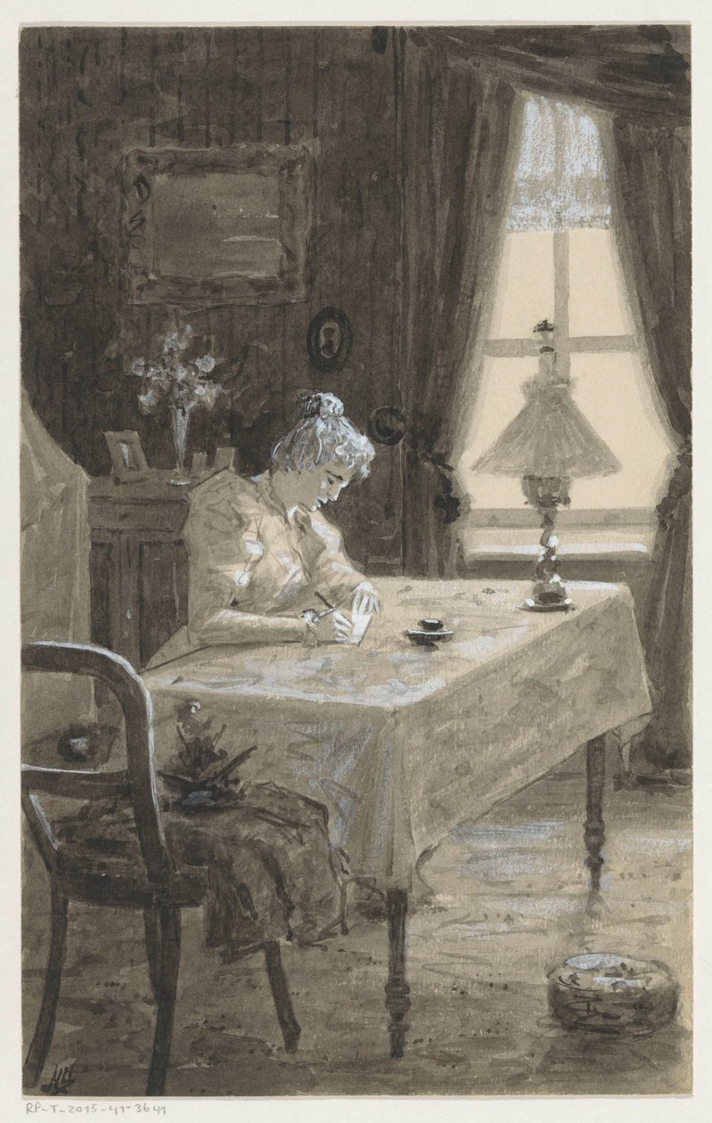 Mimi scrive una lettera da H.C. Louwerse (signed by artist)