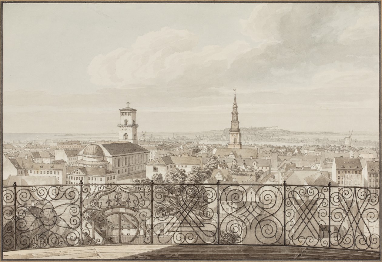 Vista dalla Torre Rotonda su Copenaghen fino al Castello di Frederiksberg da H.G.F. Holm