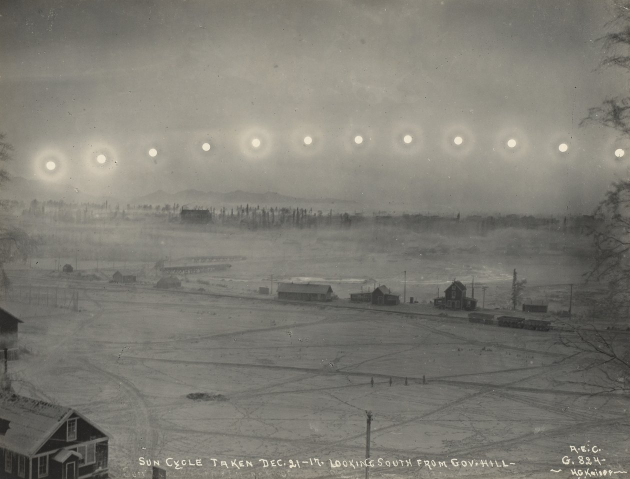 Ciclo solare preso il 21 dicembre 1917. Guardando a sud da Gov. Hill da H.G Kaiser