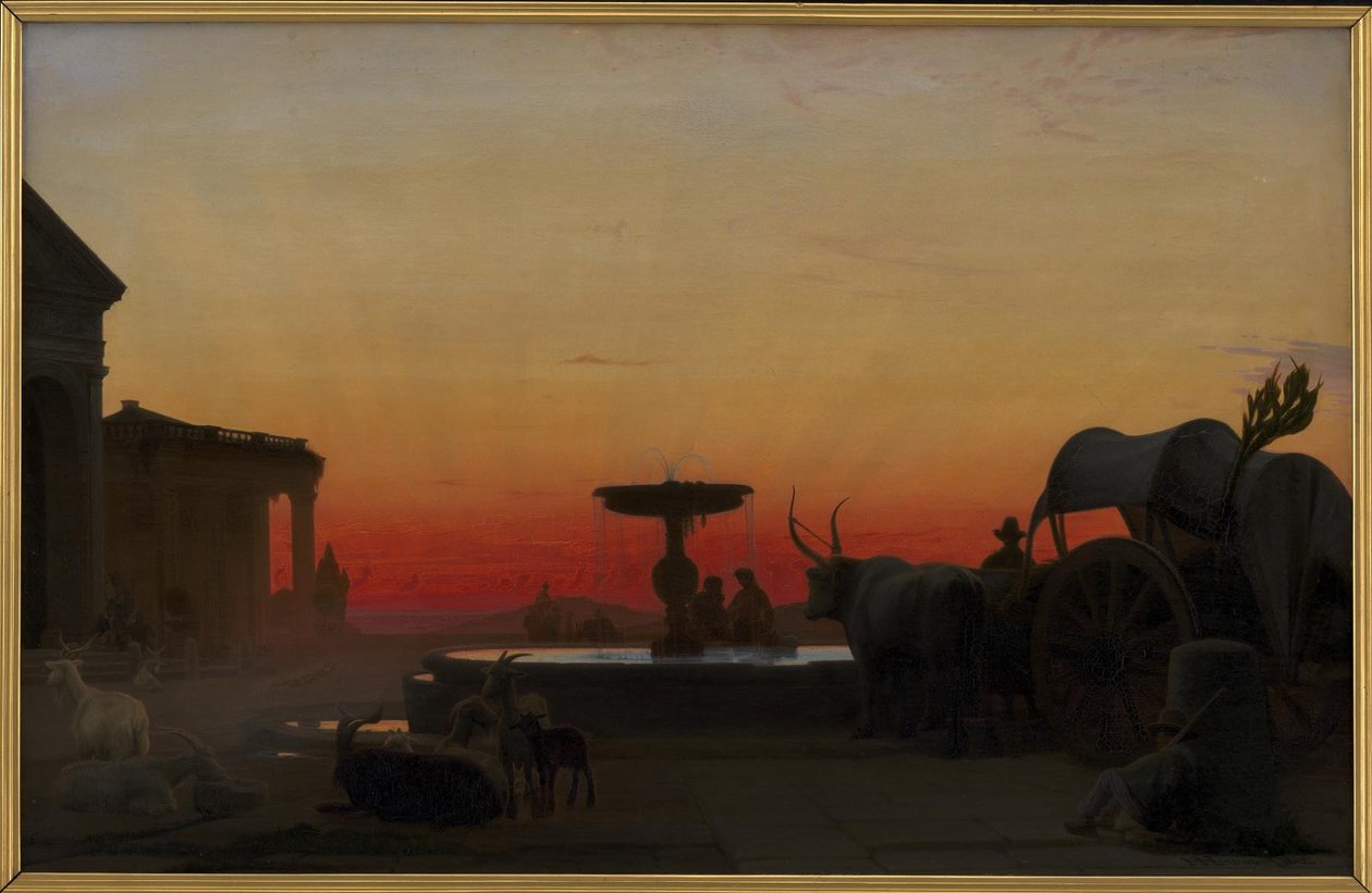 Una Piazza ad Ariccia, Italia. Dopo il Tramonto da H.J. Hammer