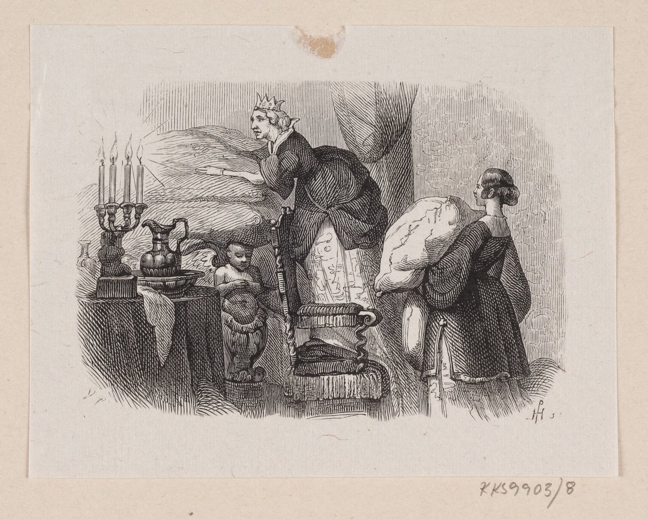 Illustrazione per "La principessa sul pisello" in H.C. Andersen, "Fiabe e Storie", Volume 1 da H.P. Hansen