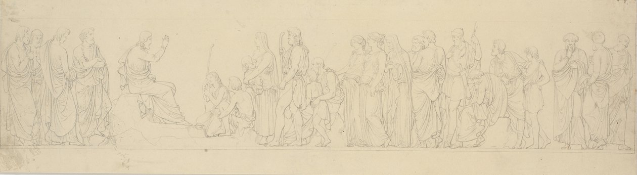 Il sermone della montagna. Composizione a fregio con studio per rilievo divergente nella Chiesa del Castello da H.W. Bissen