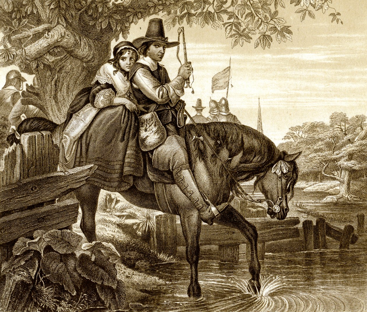 Carlo II in fuga aiutato da Jane Lane da H. Bourne