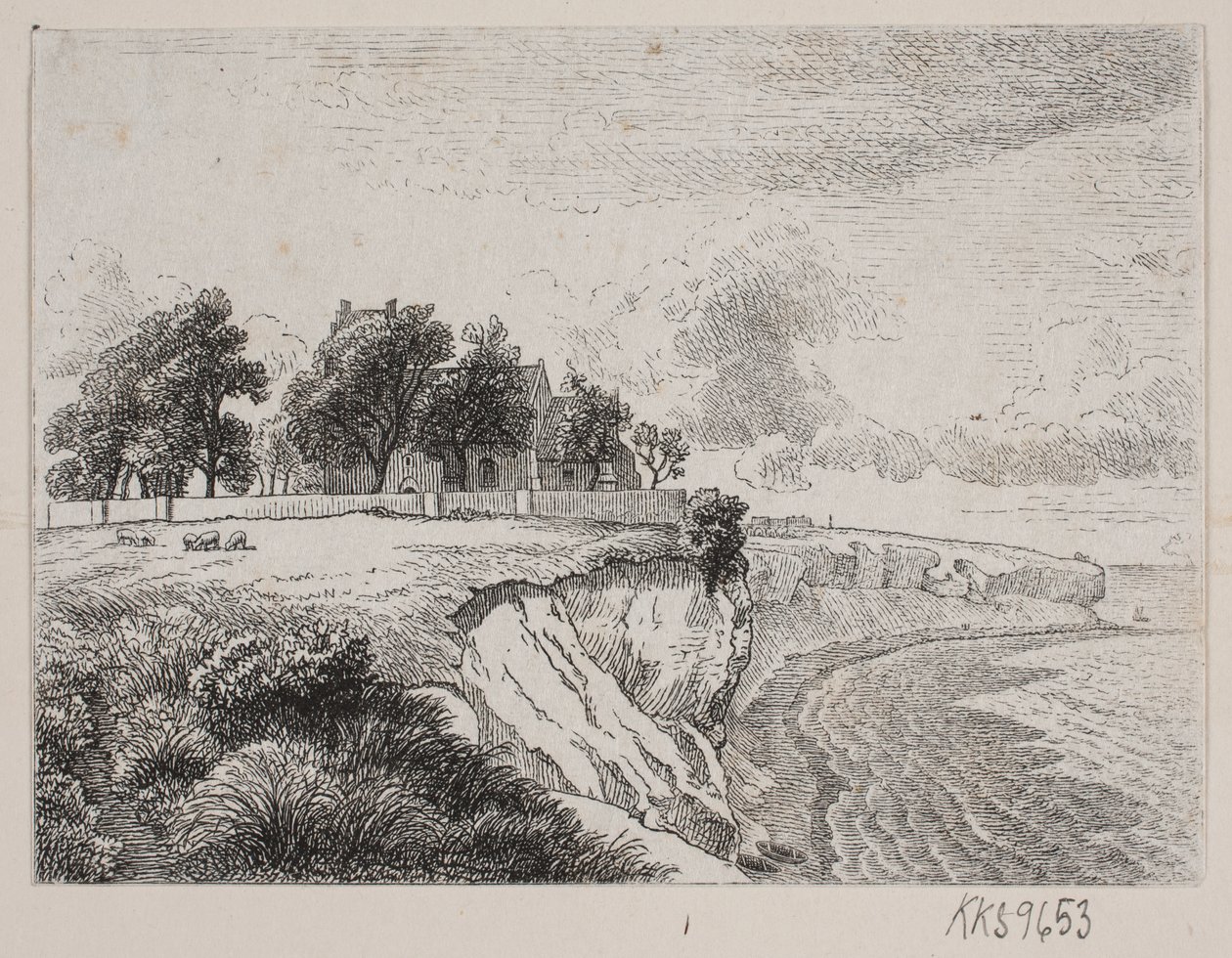 Scogliera di Stevns con la chiesa di Højerup da H. C. Henneberg