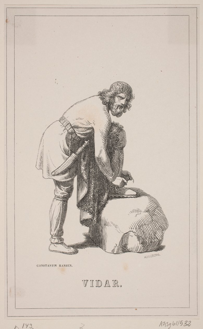 Vidar. Illustrazione per la storia della Danimarca di Fabricius 1, 143. da H. C. Henneberg