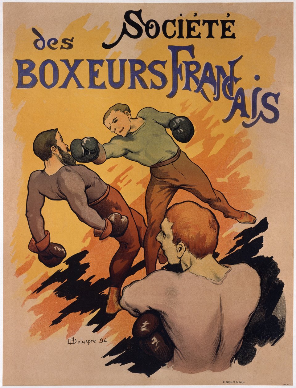 Poster pubblicitario della Société des boxeurs français, 1894 da H. Delaspre