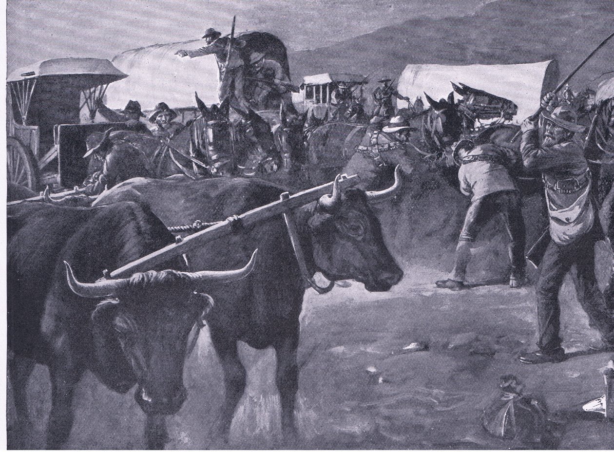 Un inspan frettoloso, illustrazione da After Pretoria: The Guerilla War, 1902 da H. Dixon