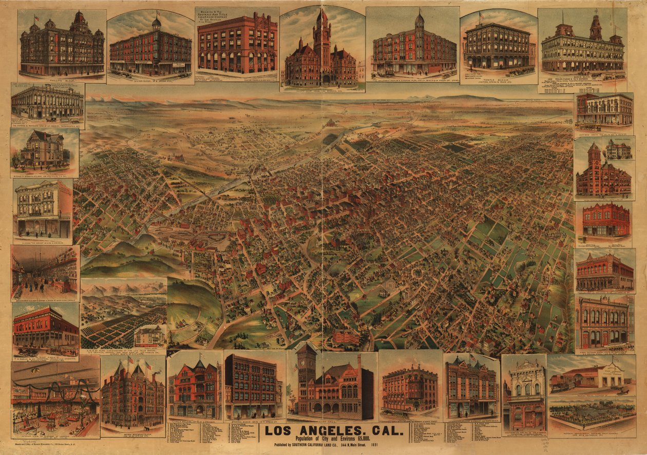 Los Angeles, Cal., popolazione della città e dintorni 65.000. da H.; Elliott Pu Co.; Southern California Land Co. Elliott