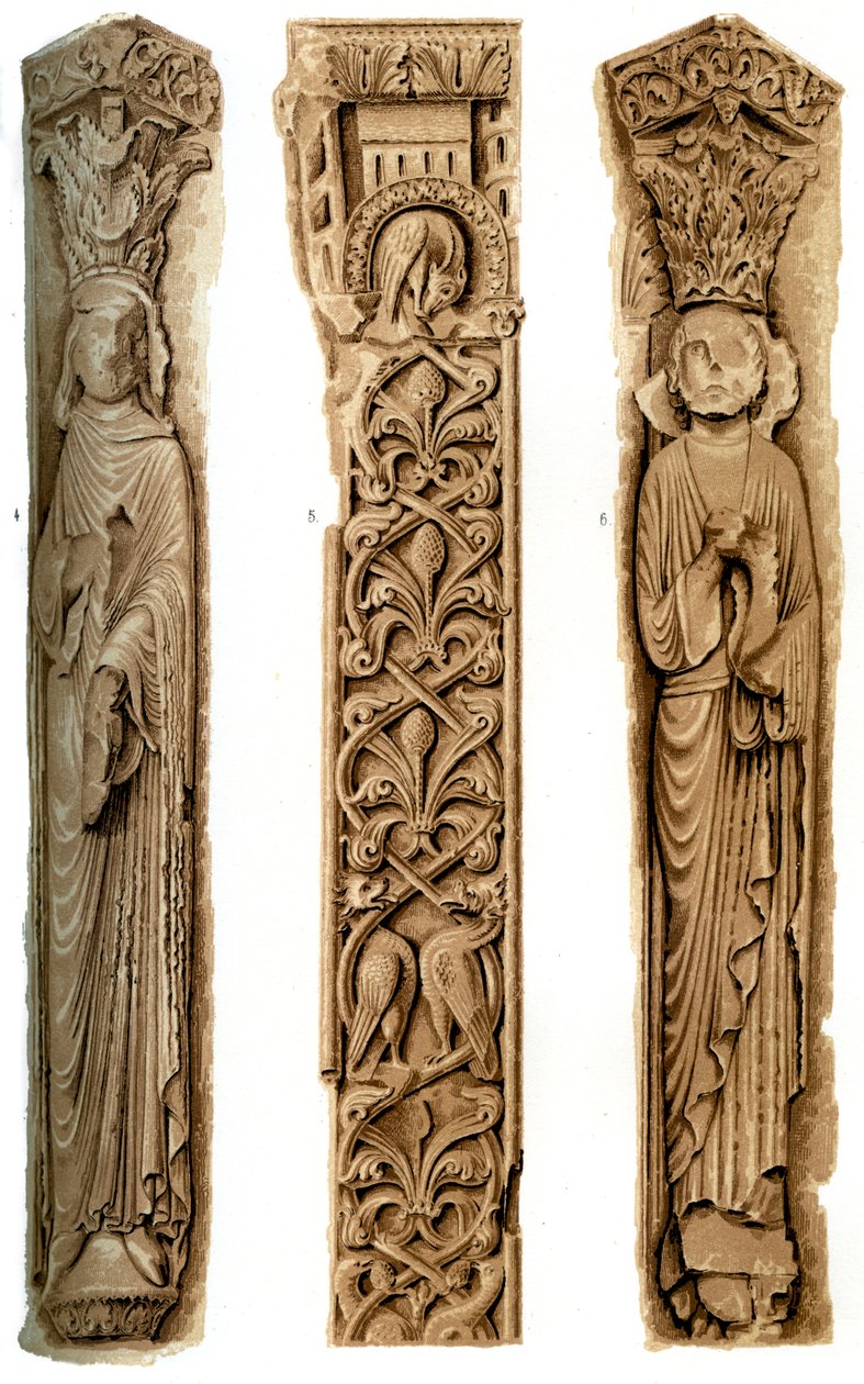 Decorazione esterna della Cattedrale di Le Mans, Le Mans, Francia, XV secolo 1849 da H. Moulin