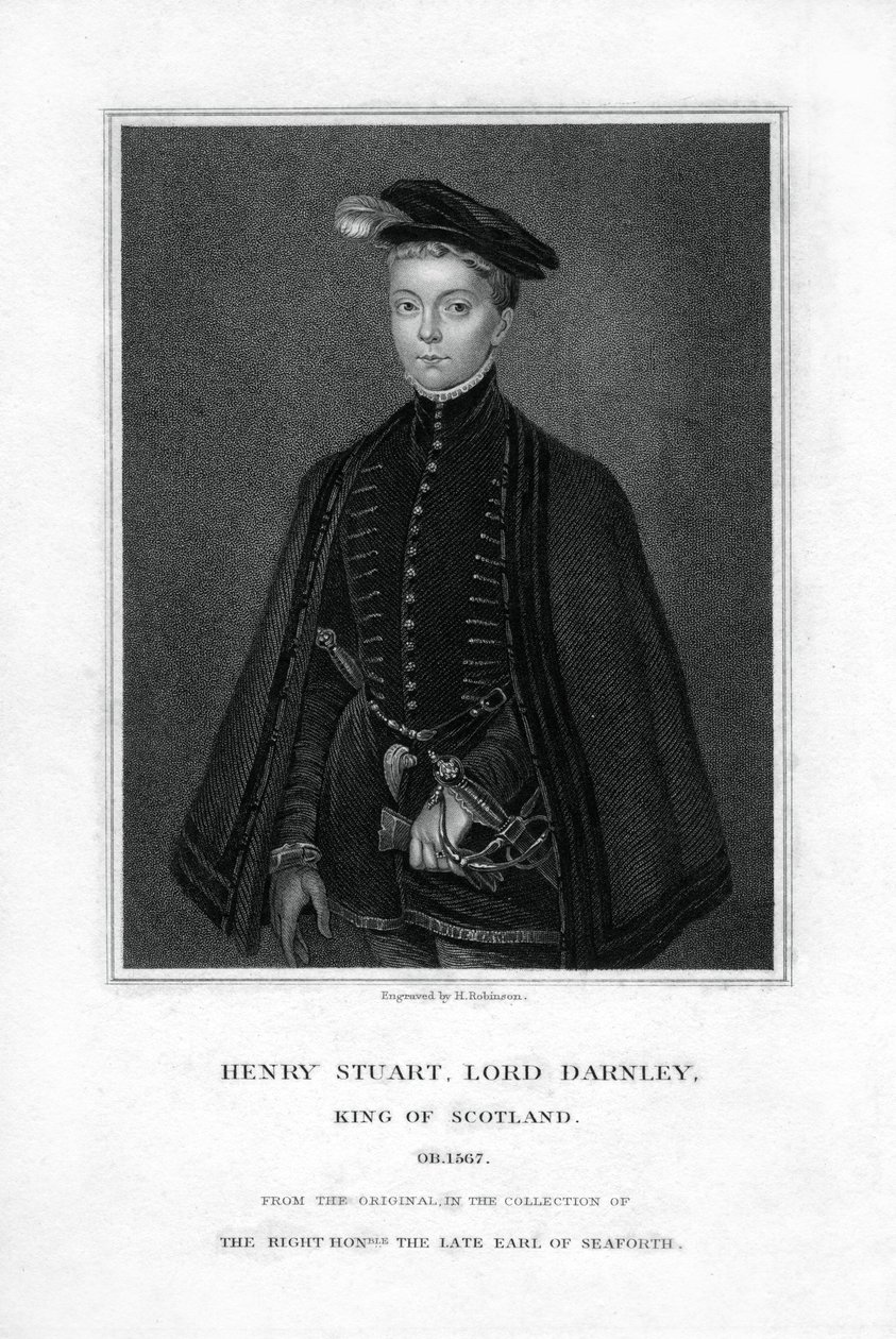 Henry Stuart, Lord Darnley, secondo marito di Maria, regina di Scozia, XIX secolo da H. Robinson