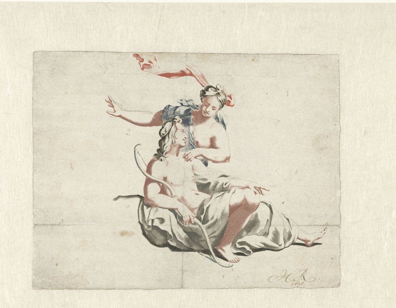 Cacciatore e ninfa da H. Roucoma