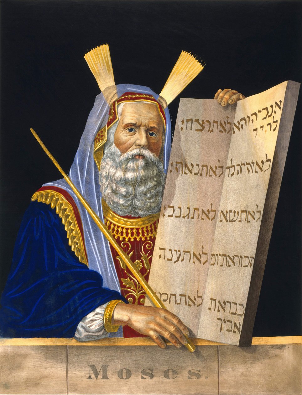 Mosè che tiene la tavola della legge - ill. di H. Schile da H. Schile