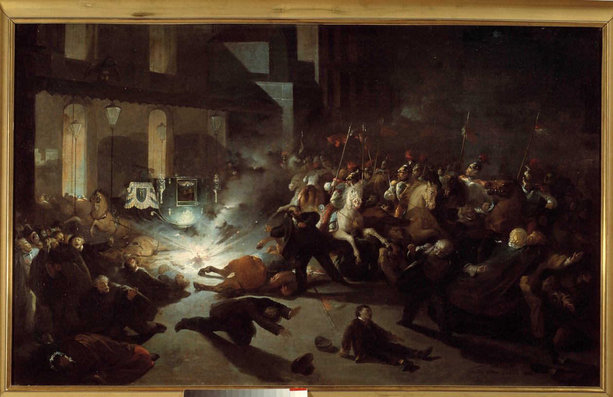 Tentativo di assassinio di Napoleone III da parte di Felice Orsini a Parigi il 14 gennaio da H. Vittori Romano