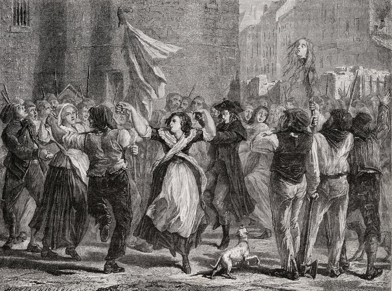 La testa della Principessa Lamballe (1749-92) esposta a Parigi, 3 settembre 1792 da H. de la Charlerie