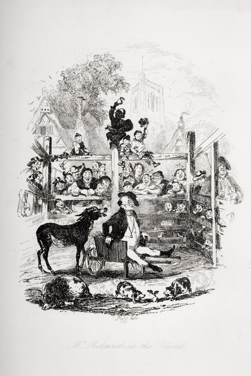 Il signor Pickwick nel recinto, illustrazione da 