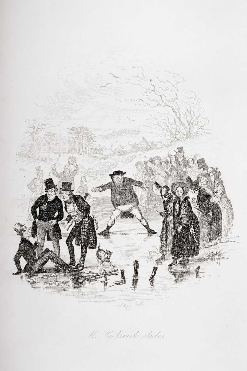 Mr. Pickwick scivola, illustrazione da 'The Pickwick Papers' di Charles ...
