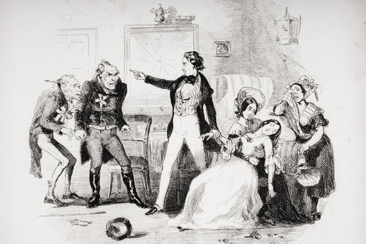 Nicholas congratula Arthur Gride la mattina del suo matrimonio, illustrazione da 