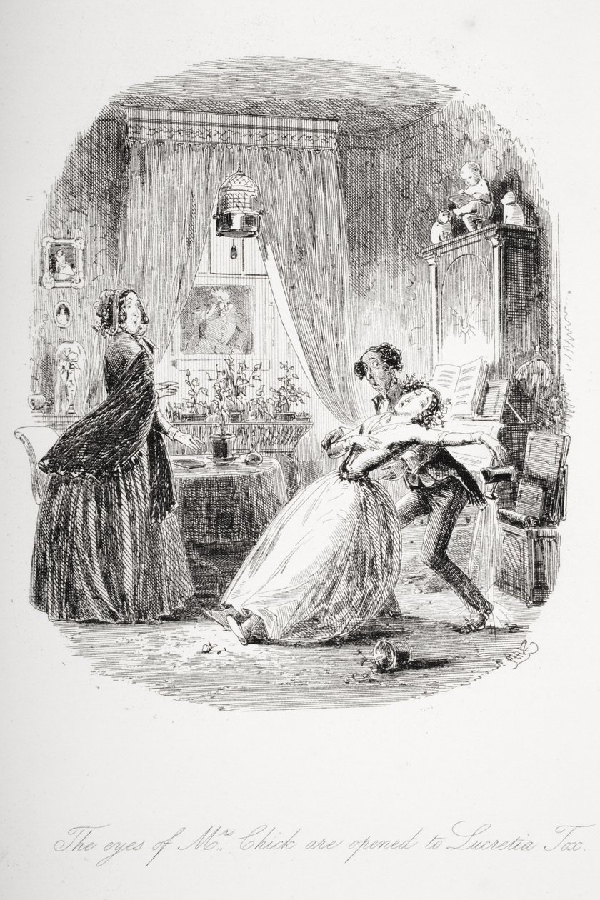 Gli occhi della signora Chick si aprono a Lucretia Tox, illustrazione da 