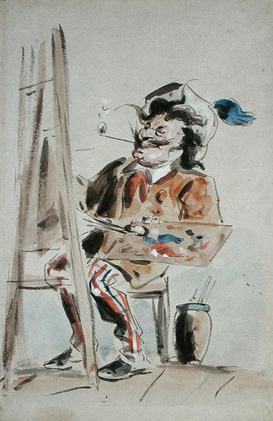Caricatura di un artista da Hablot Knight Browne