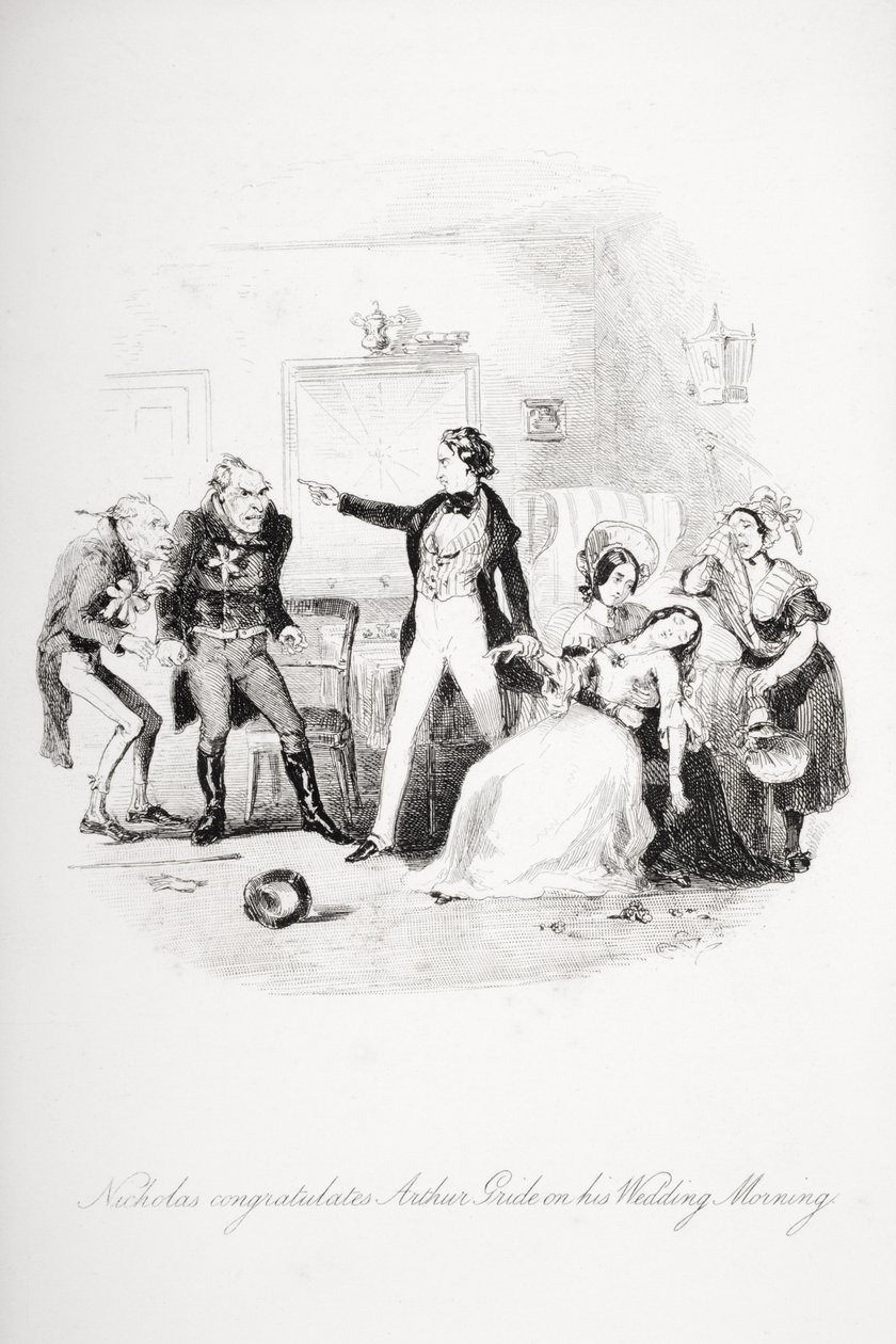 Nicholas congratula Arthur Gride la mattina del suo matrimonio, illustrazione da 