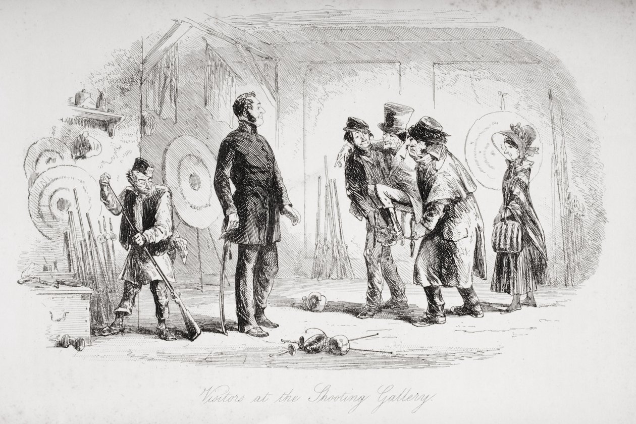 Visitatori alla galleria di tiro, illustrazione da 