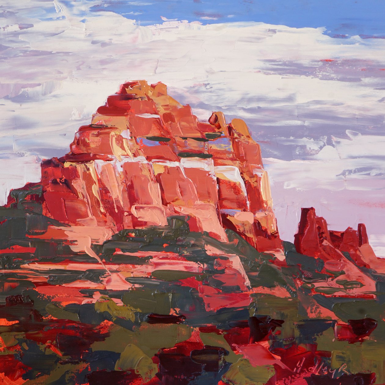 Camel Rock, tardo pomeriggio, Sedona, 2022 circa (olio su tavola) da Hadley Rampton