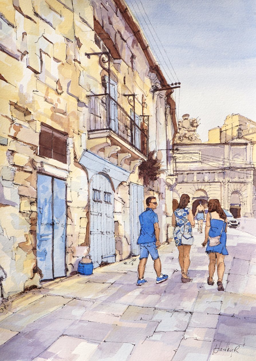 Threesome in Blue, Valletta, Malta, c.2024 da Hadley Rampton