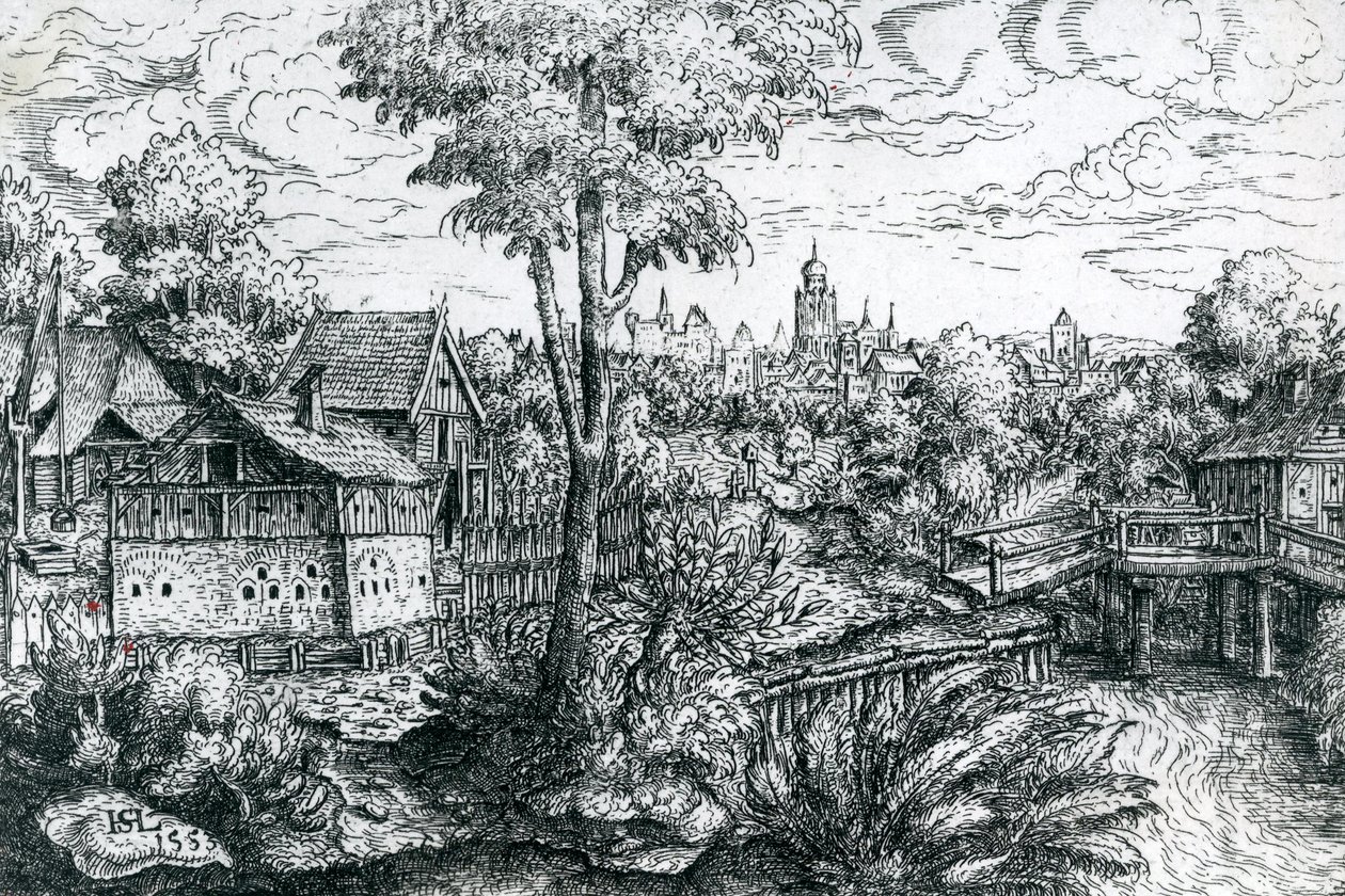 Ponte vicino a un mulino ad acqua, 1553 da Hanns Sebald Lautensack