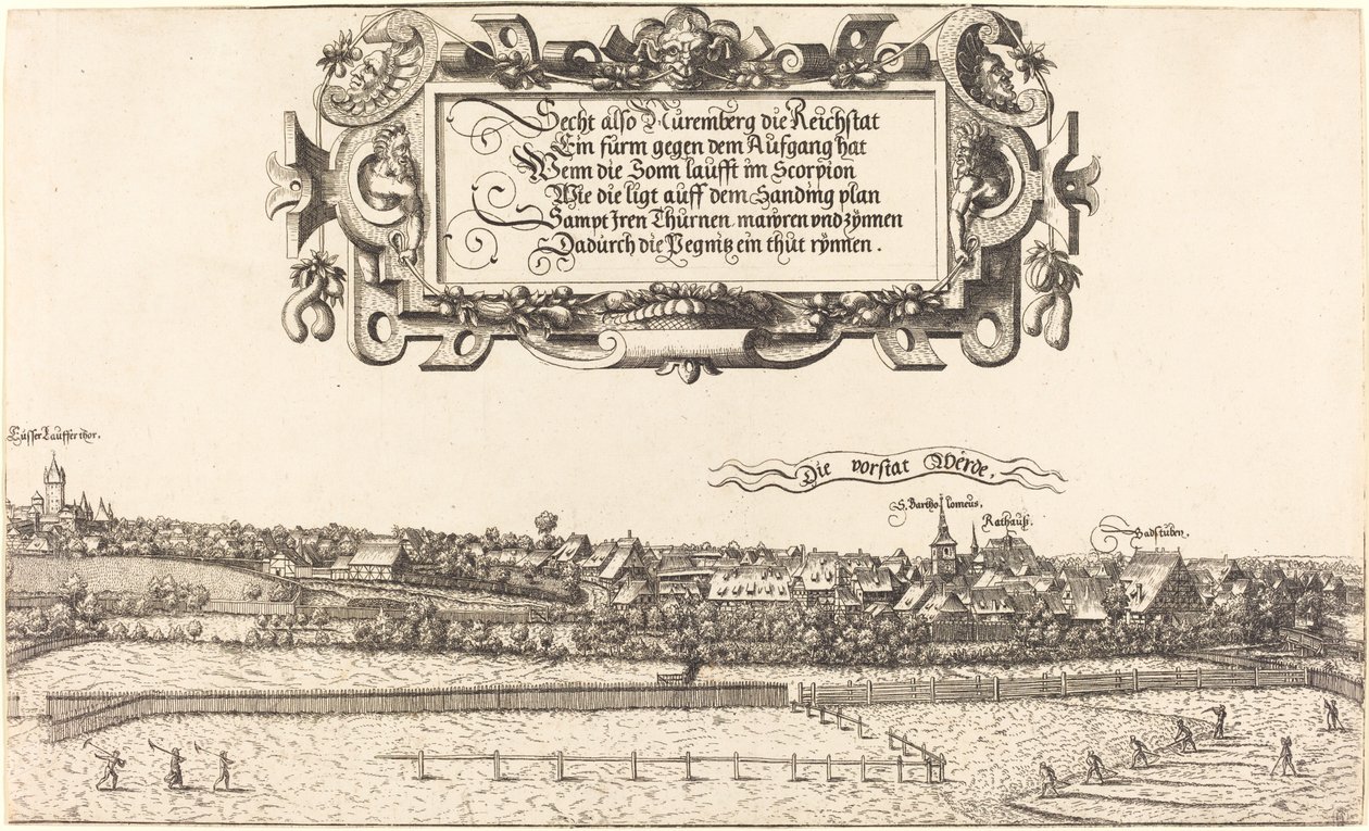 Veduta di Norimberga da est [sezione destra] da Hanns Lautensack