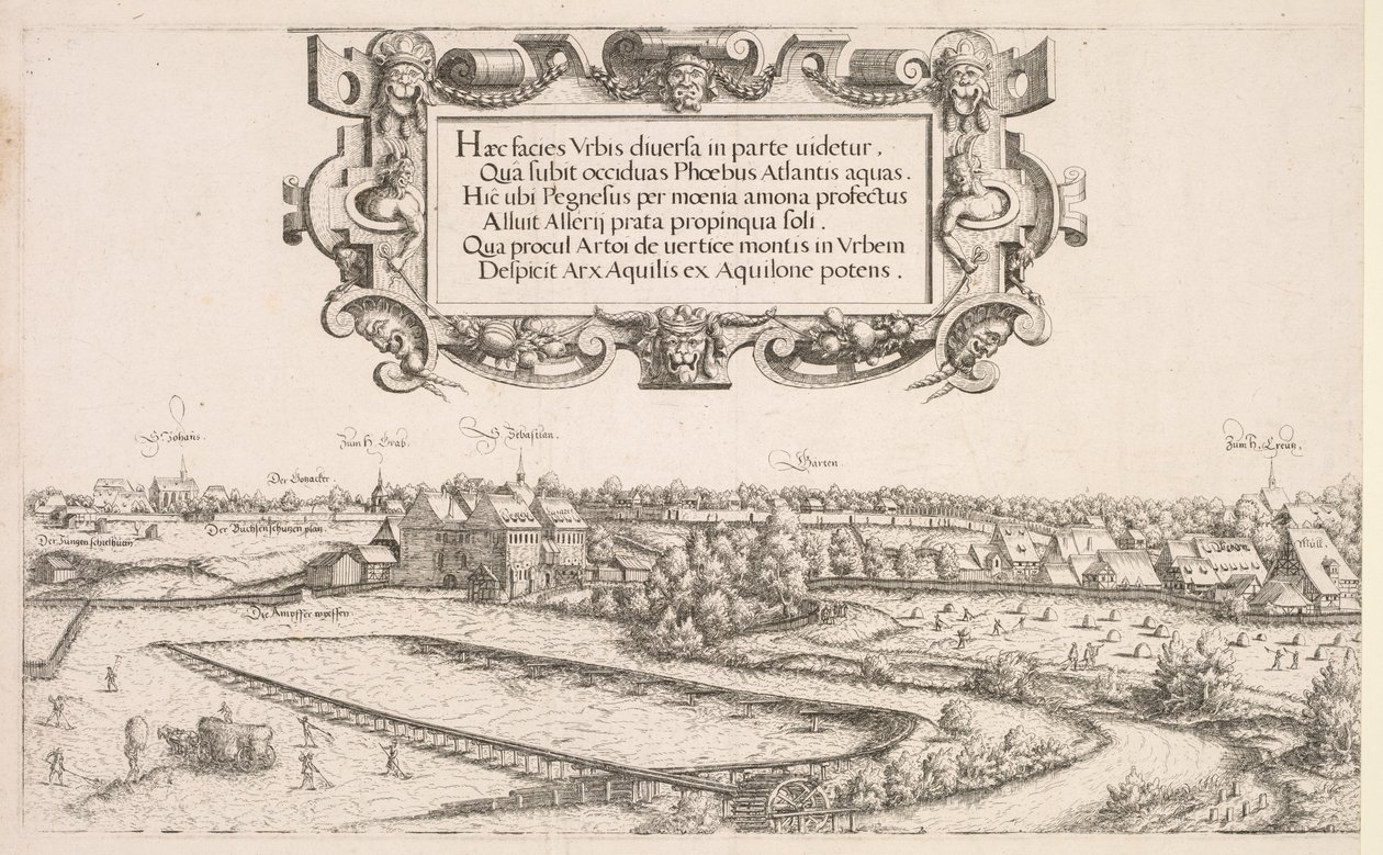 Veduta panoramica di Norimberga: Parte sinistra, 1552 da Hanns Sebald Lautensack