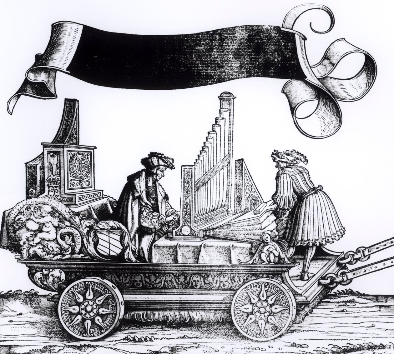 Carro musicale, dalla Processione Trionfale di Massimiliano, c.1516-18 da Hans Burgkmair