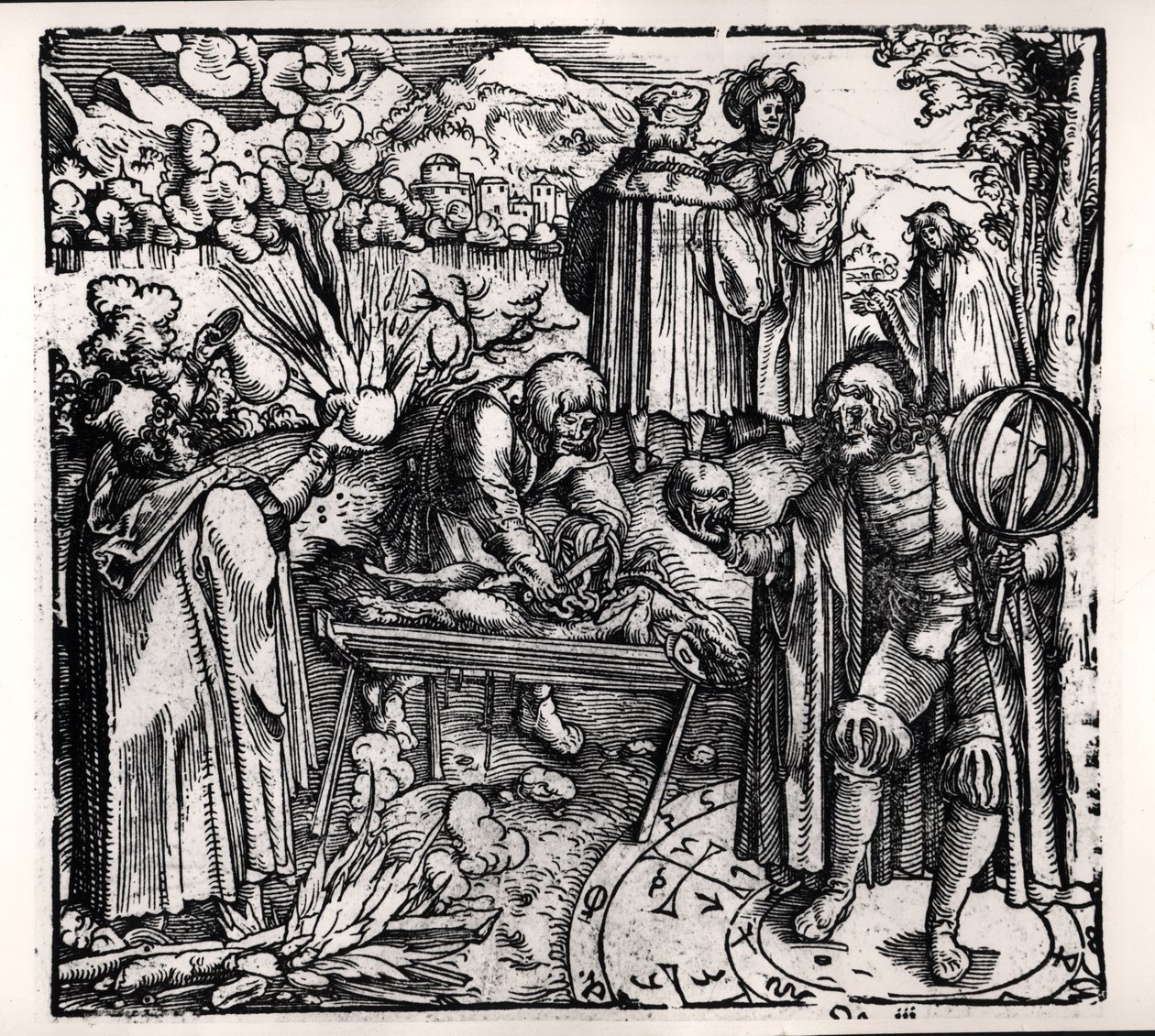 Scene di divinazione, inclusa aruspicina, piromanzia e necromanzia da Hans Burgkmair