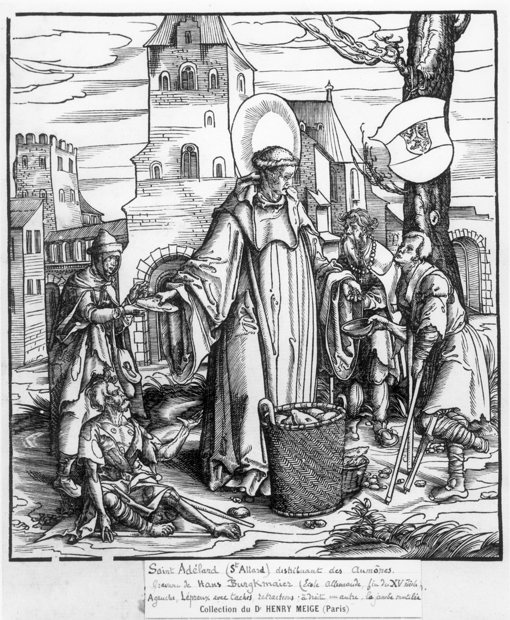San Adelardo (c.752-827) che distribuisce elemosine da Hans Burgkmair